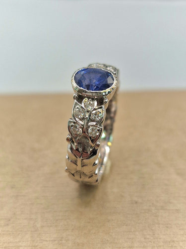 Bague 55 Bague solitaire saphir et diamants en or blanc 18k 58 Facettes