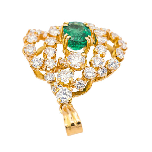 Pendentif Pendentif Or jaune Emeraude, Diamant 58 Facettes 3944482CN