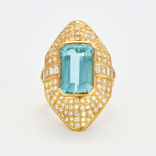 Bague 52 Bague Marquise Aigue Marine Diamants 58 Facettes