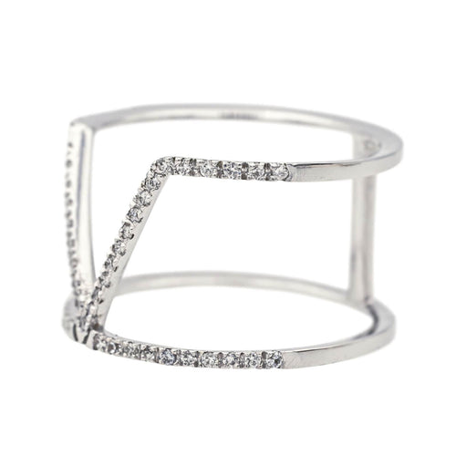 Bague 53 Bague Graphique Or blanc Diamant 58 Facettes 578818RV