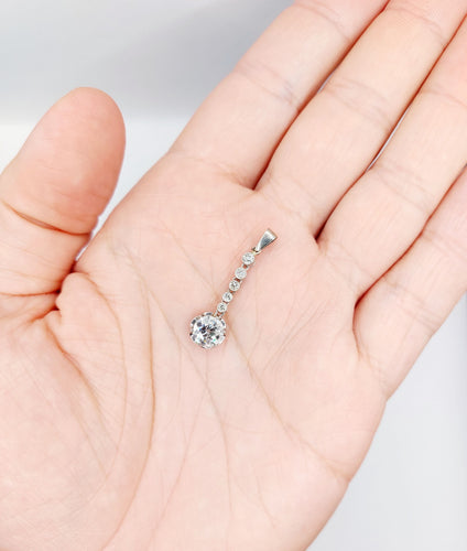 Pendentif or blanc , platine et diamant taille ancienne 1,30 carat (circa 1900)