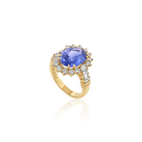 Bague Bague en saphir de Ceylan naturel non chauffé de 6 carats, datant des années 1970 58 Facettes F31