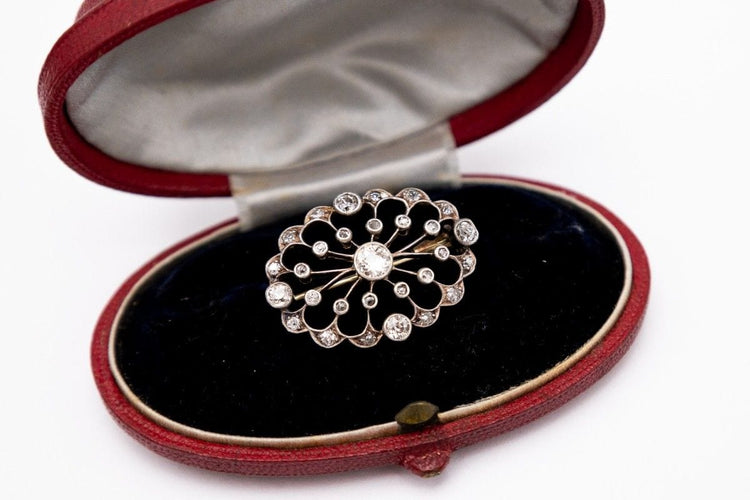 Art Nouveau brooch with 1.30ct diamonds, 1st half of the 20th century 58 Facettes 9500