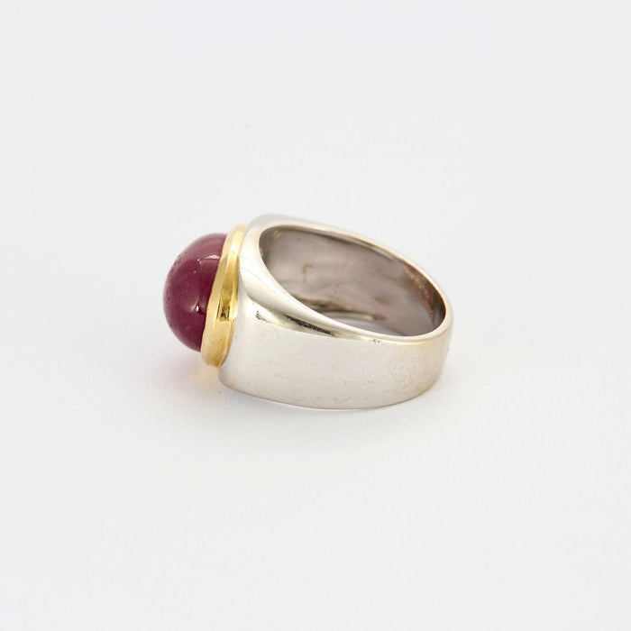 Bague or jaune et blanc tourmaline rose