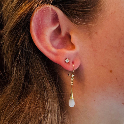 Boucles d'oreilles Boucles d'oreilles pendantes en or jaune avec quartz blanc 58 Facettes 2508003