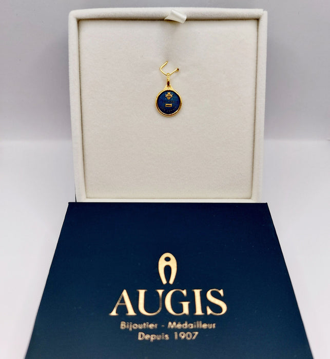 Pendentif AUGIS - Pendentif médaille d'amour or jaune  - L'Élégante Bleue Foncée 58 Facettes J10794X000