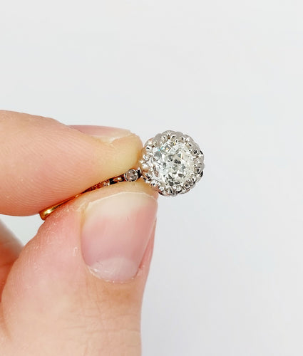 Pendentif antique taille ancienne en or 18k et platine et diamants