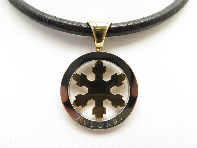 Collier collier BULGARI tondo pendentif flocon de neige or jaune 18k acier 58 Facettes 271635