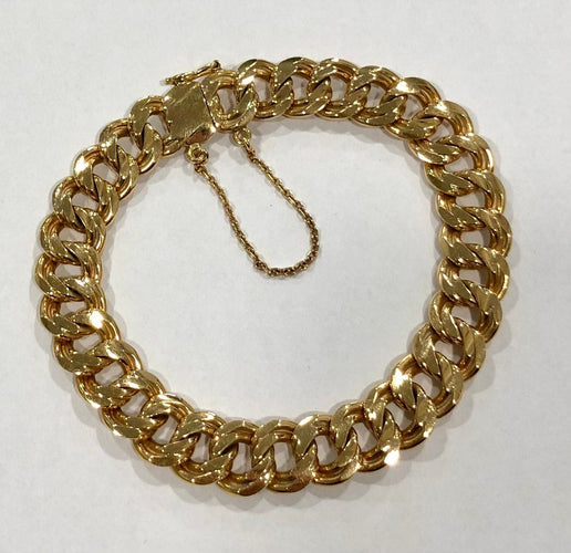 bracelet vintage massif maille gourmette or jaune