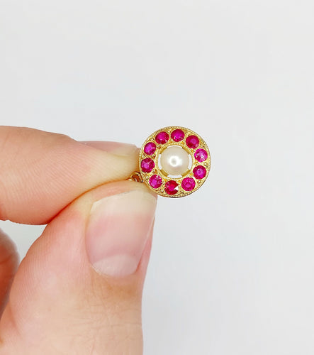 Pendentif Pendentif cible victorien or jaune, perle et rubis (circa 1880) 58 Facettes A06148