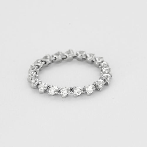 Bague souple en or gris et diamants