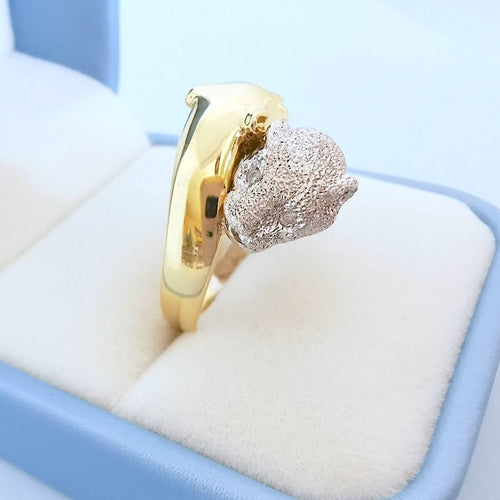 Bague 58.5 Bague féline panthères - Diamants - unisexe - Or 18 K 58 Facettes AA 1715