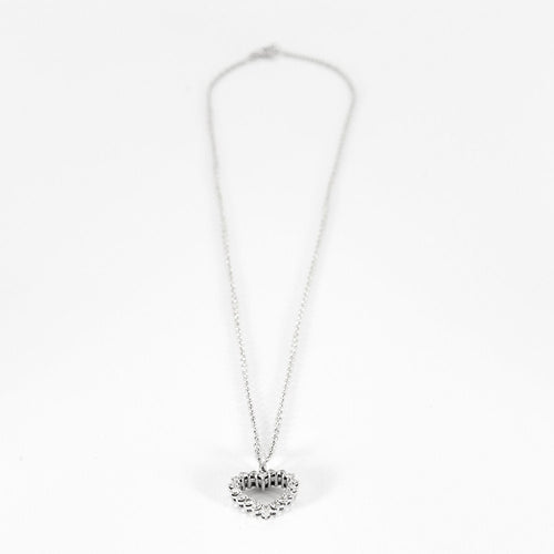 Collier Chaîne en or blanc et pendentif coeur diamants 58 Facettes ARL0760