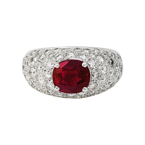 Bague 49 Bague jonc pavage diamant, rubis 1,78 carats. 58 Facettes 30945
