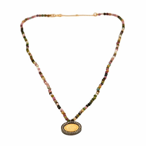 Collier Collier pièce 2Pesos, diamants or et argent. 58 Facettes P41L10