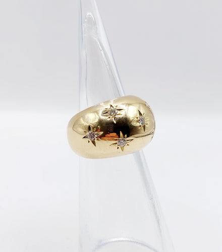Bague 43.5 Bague dôme or jaune, diamants serti étoilé (circa 1950) 58 Facettes A05072