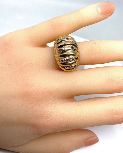 Bague Bague en or jaune 18 carats et pierres précieuses 58 Facettes AB327