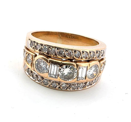 Bague 54 Bague en or jaune 18 carats avec diamants 58 Facettes