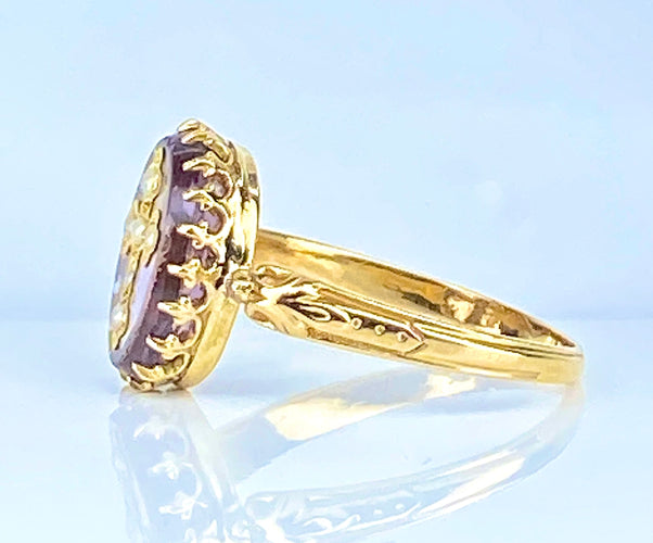 Bague 52 Bague en or jaune 18 carats ornée d’une croix en perles fines 58 Facettes AB561