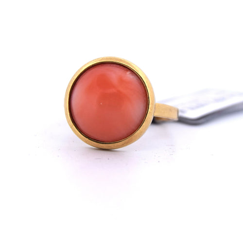 Bague 48 Bague corail en or jaune des années 1980 58 Facettes