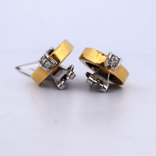 Boucles d'oreilles Boucles d’oreilles vintage en or jaune 18k et or blanc 18k, diamants 58 Facettes
