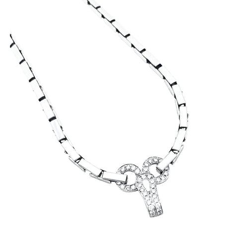 Collier Collier Cartier "Agrafe" en or blanc et diamants. 58 Facettes 35235