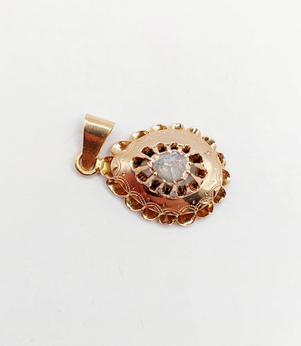 Pendentif Pendentif victorien en or rose 18k diamant taille roses sur paillon 58 Facettes A06533