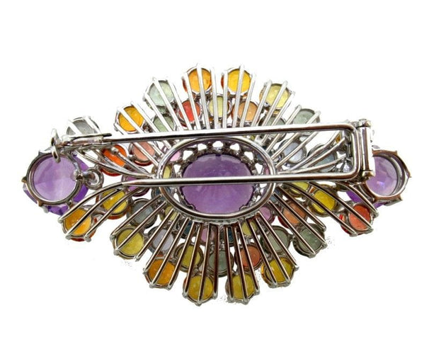 Broche Broche avec améthystes et saphirs fantaisie 58 Facettes