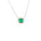 Collier Collier pendentif Emeraude de Colombie entourage Diamant, or blanc 58 Facettes