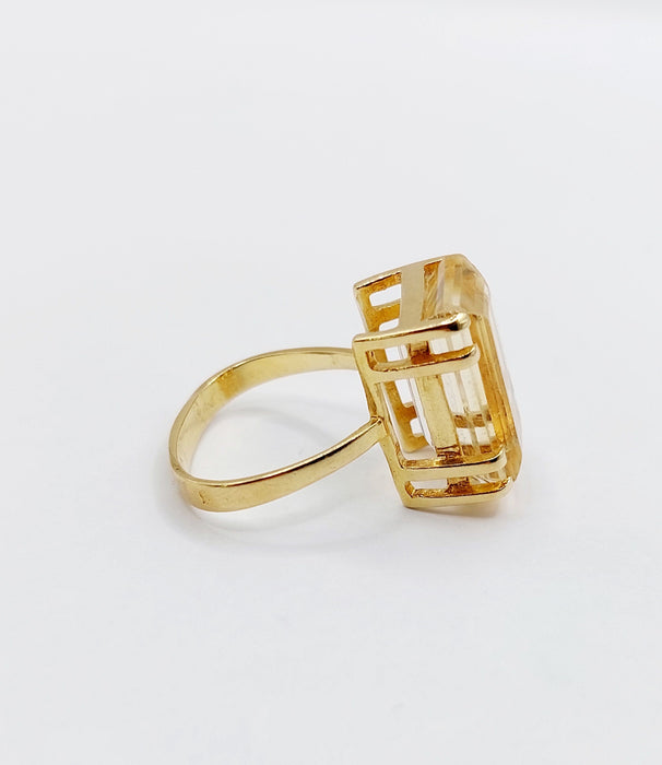 Bague cocktail or rose 18k ornée d'une citrine de 6.65 carats art deco