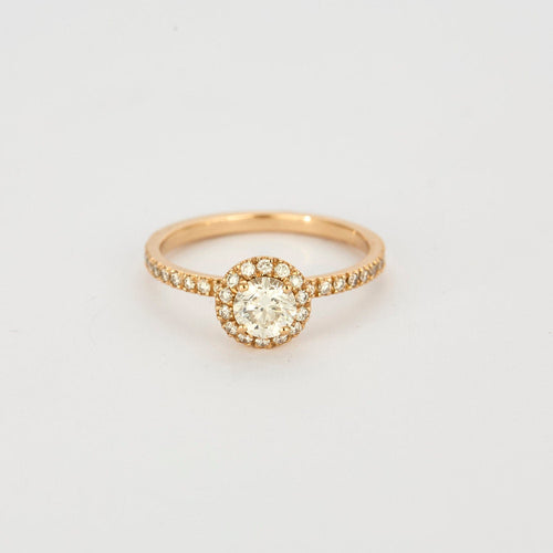 Solitaire "Gemmyo" entouré en or rose 18K et diamants 0,50 carat.