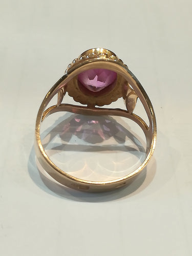 Bague 58 Bague vintage Soviétique Or Jaune Pierre Rose 58 Facettes