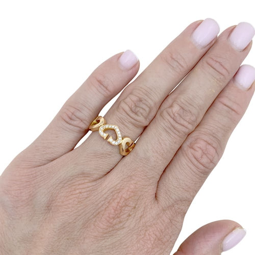 Bague 50 Bague CARTIER,  « Cœurs C », or jaune, diamants. 58 Facettes 34937