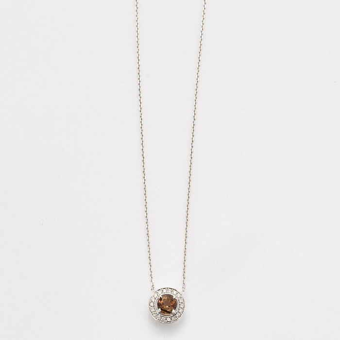 Collier Collier pendentif or blanc tourmaline polychrome diamants en halo 58 Facettes