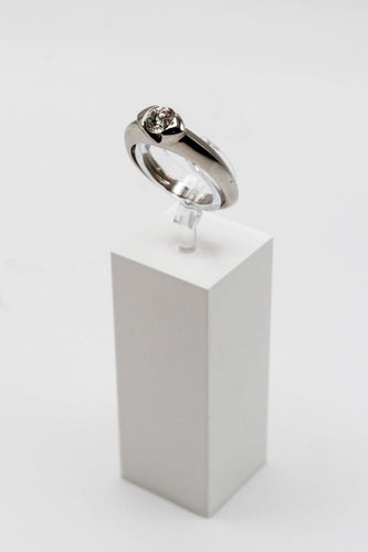 Bague 54 Solitaire or blanc et diamant 58 Facettes 240216