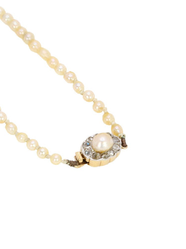 Collier Collier de perles fines fermoir or jaune diamants taille rose 58 Facettes 507