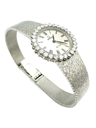 Montre OMEGA. Collection "De Ville", montre de dame vinatge or et diamants 58 Facettes