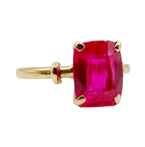 Bague 54.5 Bague cocktail Art Déco or jaune, rubis synthétique 58 Facettes A06308