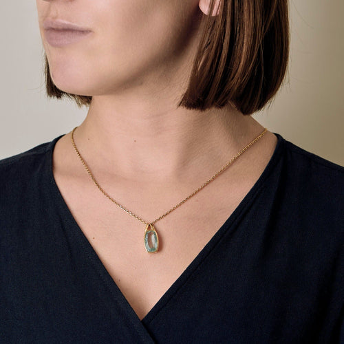 Pendentif or jaune et aigue-marine 58 Facettes B250457