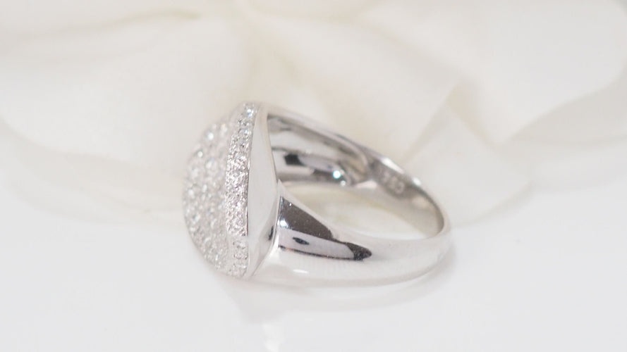 Bague 52.5 Bague feuille en or blanc et diamants 58 Facettes 18487