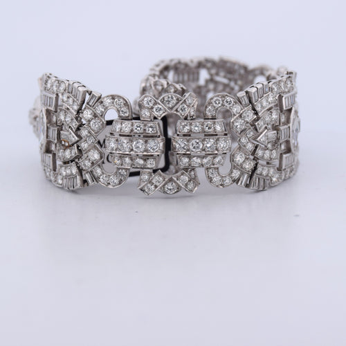 Bracelet Bracciale stile art déco en platine et diamants 58 Facettes