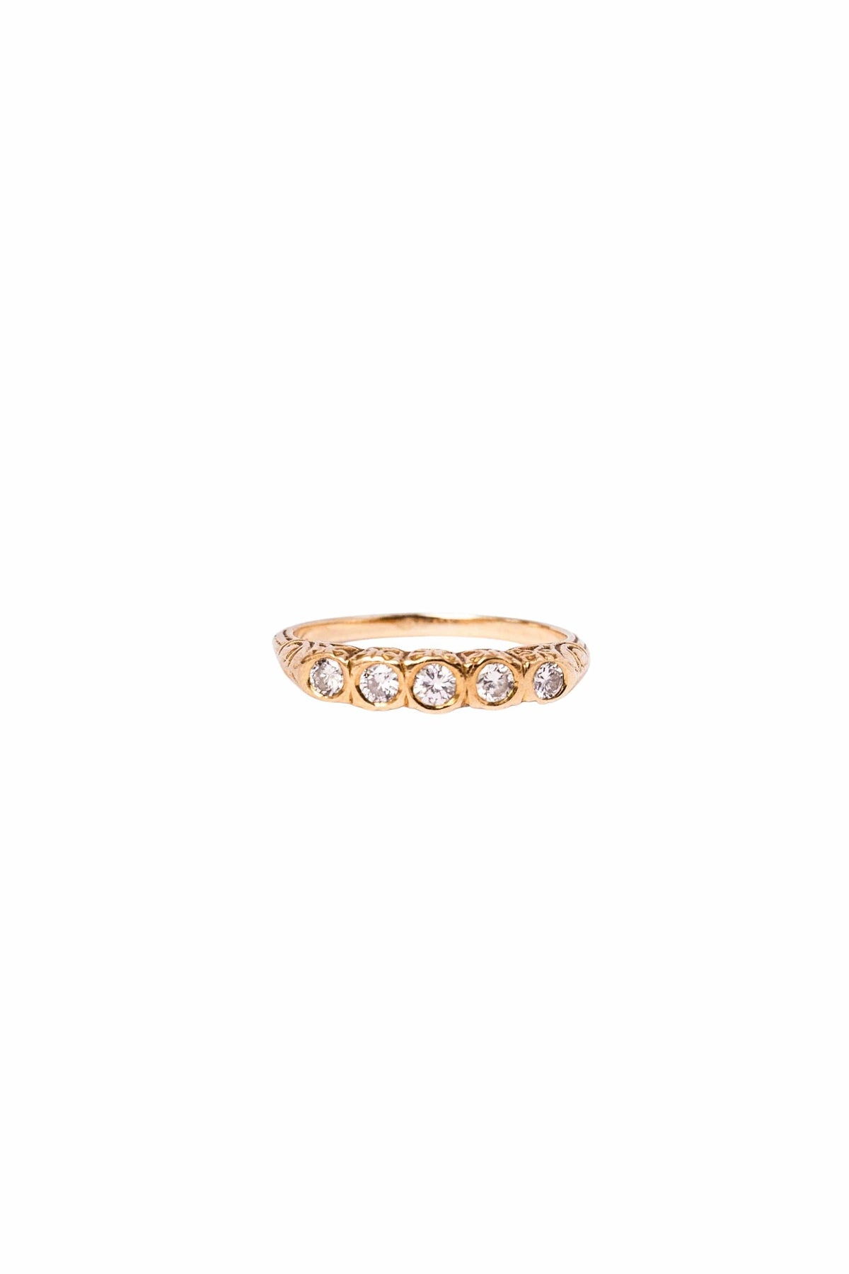 Bague Jarretière Art Déco En Or 18k - 1,40 Carats De Diamants Taille Ancienne - Taille 57