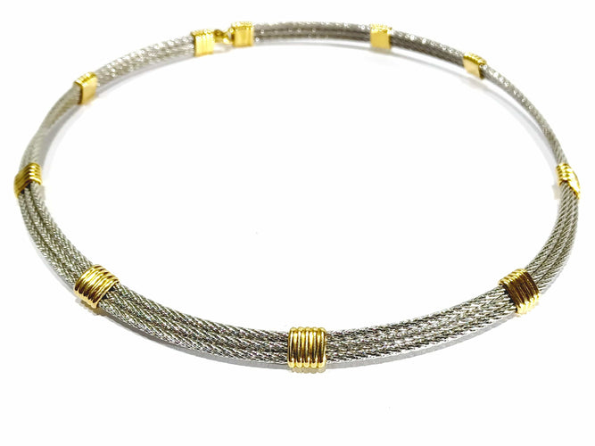 Collier FRED - Collier or et acier 58 Facettes