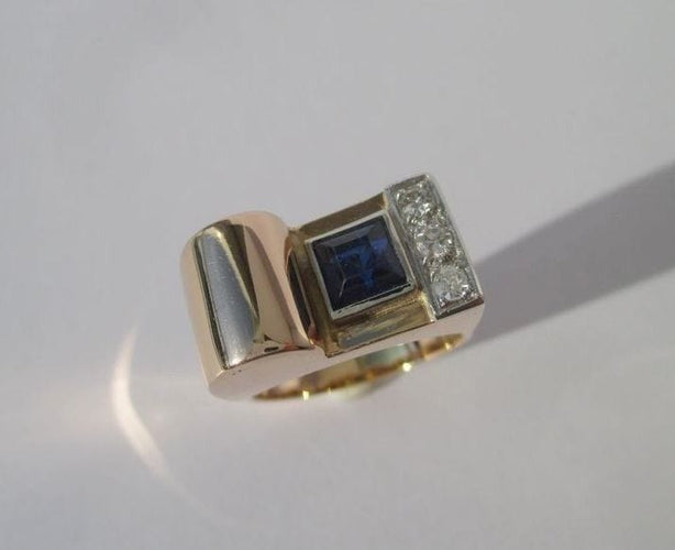 Bague 50 Importante bague Tank Art Déco 1940 58 Facettes