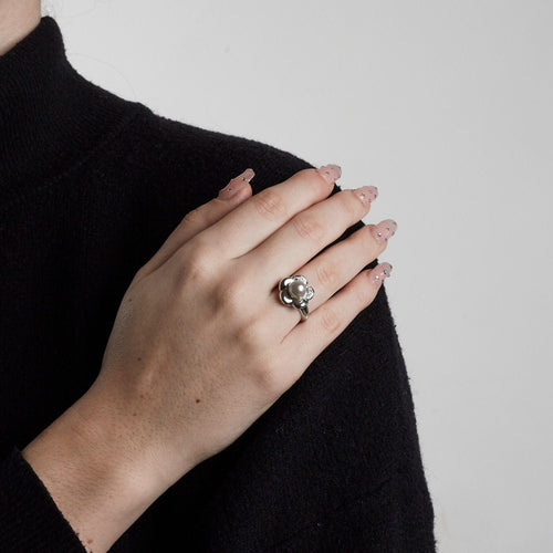 Bague perle et diamants