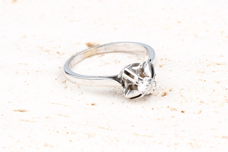 Bague 56 Bague ancienne or blanc, diamant 0,22 ct 58 Facettes BG31200303-107