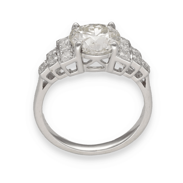 Bague 53 Solitaire diamant et or gris 58 Facettes