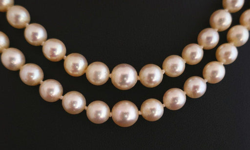 Necklace 2 Row Cultured Pearl Necklace, Gold Clasp 58 Facettes