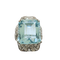 Bague de style Art déco en platine avec aigue-marine centrale et diamants