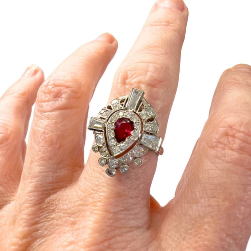 Bague 53 Bague en platine de style ancien avec diamants 58 Facettes Q350B